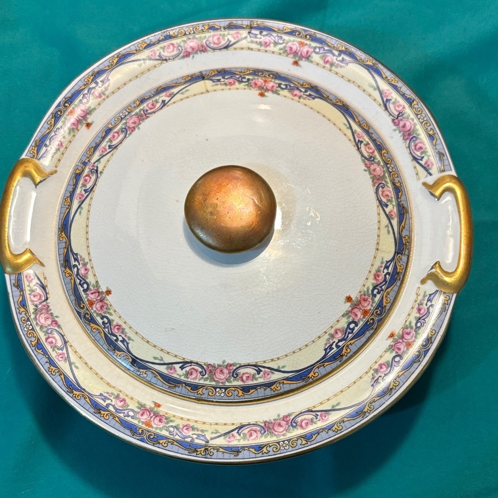 Antique West End Pottery Co Transferware Dish Bowl Covered - Picture 7 of 7